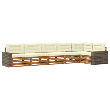 Utomhussoffset 6 pcs Naturlig och Grädde 402 x 172,5 x 73 cm