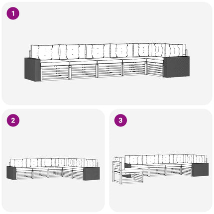 Utomhussoffset 6 pcs Naturlig och Grädde 402 x 172,5 x 73 cm
