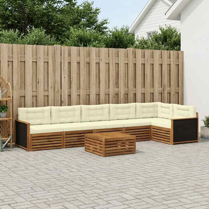 Utomhussoffset 7 pcs Naturlig och Grädde 79 x 79 x 37 cm