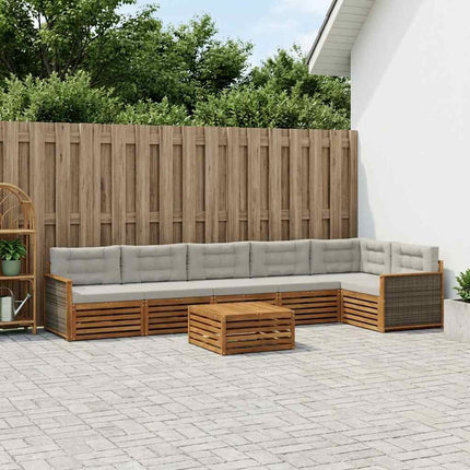 Utomhussoffset med kudde 7 pcs Naturlig och ljusgrå