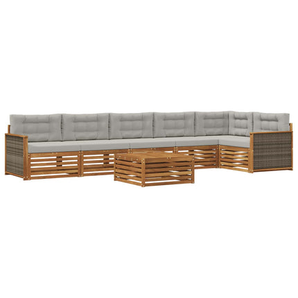 Utomhussoffset med kudde 7 pcs Naturlig och ljusgrå