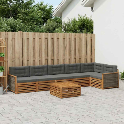 Utomhussoffset med kudde 7 pcs Naturlig och Antracit