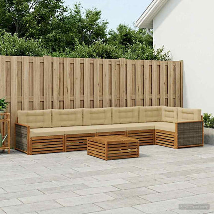 Utomhussoffset med kudde 7 pcs Naturlig och Beige