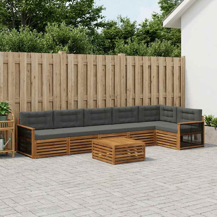 Utomhussoffset med kudde 7 pcs Naturlig och Antracit