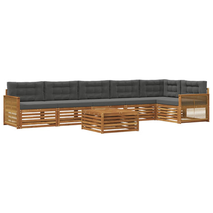 Utomhussoffset med kudde 7 pcs Naturlig och Antracit