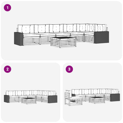 Utomhussoffset 7 pcs Naturlig och Grädde 79 x 79 x 37 cm