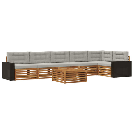 Utomhussoffset 7 pcs Naturlig och ljusgrå Polyester
