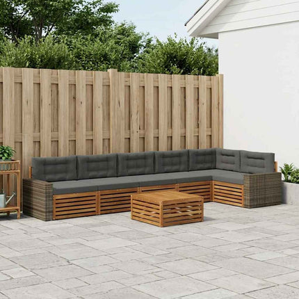 Utomhussoffset 7 pcs Naturlig och Antracit 79 x 79 x 37 cm