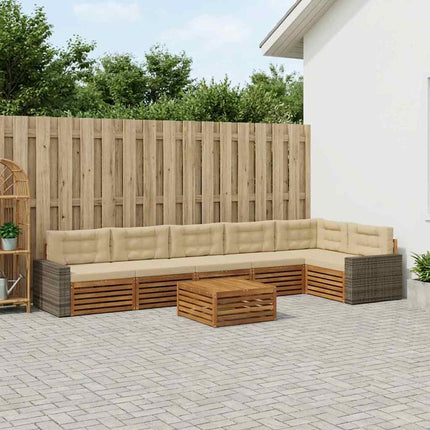 Utomhussoffset 7 pcs Naturlig och Beige 79 x 79 x 37 cm