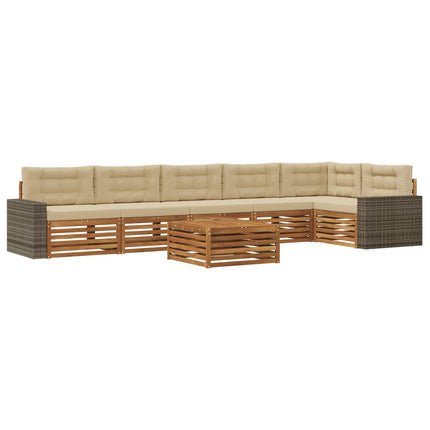 Utomhussoffset 7 st Naturlig och Beige Polyester