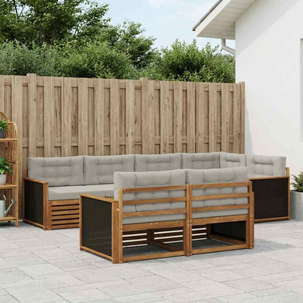 Utomhussoffset med kudde 7 pcs Naturlig och ljusgrå