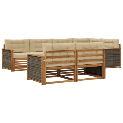 Utomhussoffset med kudde 7 pcs Naturlig och Beige