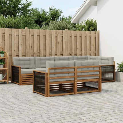Utomhussoffset med kudde 7 pcs Naturlig och ljusgrå