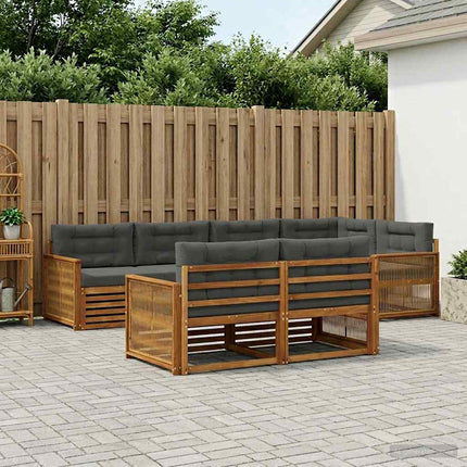 Utomhussoffset med kudde 7 pcs Naturlig och Antracit