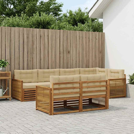 Utomhussoffset med kudde 7 pcs Naturlig och Beige