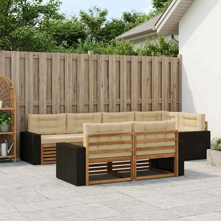 Utomhussoffset med kudde 7 pcs Naturlig och Beige