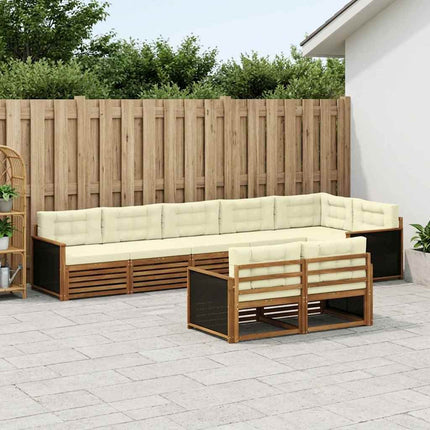 Utomhussoffset med kudde 8 pcs Naturlig och Grädde