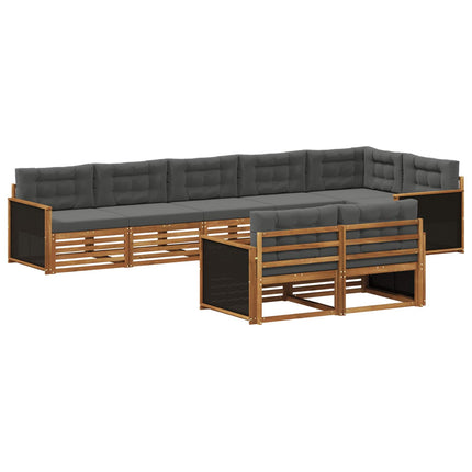 Utomhussoffset med kudde 8 pcs Naturlig och Antracit