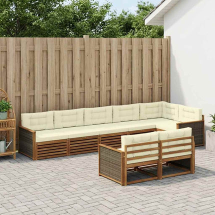 Utomhussoffset med kudde 8 pcs Naturlig och Grädde