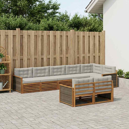Utomhussoffset med kudde 8 pcs Naturlig och ljusgrå