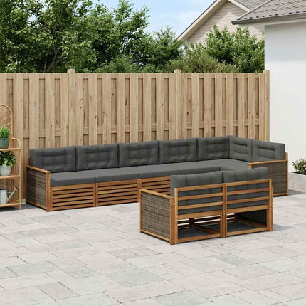 Utomhussoffset med kudde 8 pcs Naturlig och Antracit
