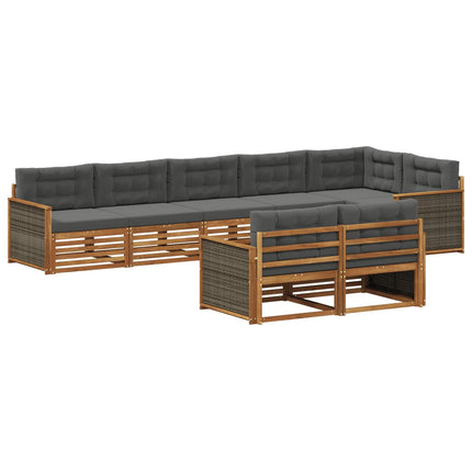 Utomhussoffset med kudde 8 pcs Naturlig och Antracit