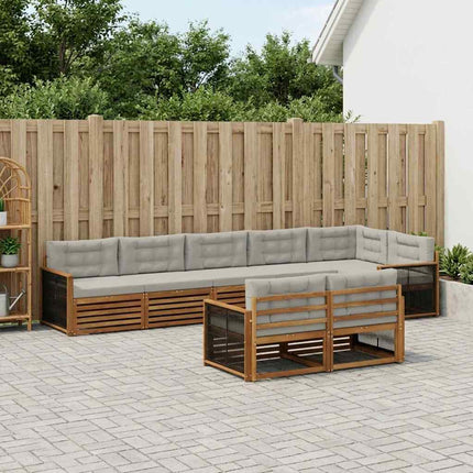 Utomhussoffset med kudde 8 pcs Naturlig och ljusgrå