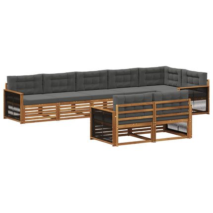Utomhussoffset med kudde 8 pcs Naturlig och Antracit