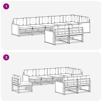 Utomhussoffset med kudde 8 pcs Naturlig och Antracit