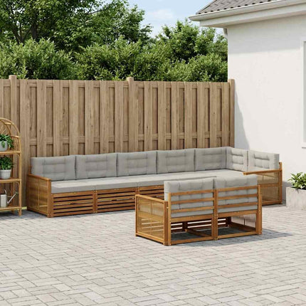 Utomhussoffset med kudde 8 pcs Naturlig och ljusgrå