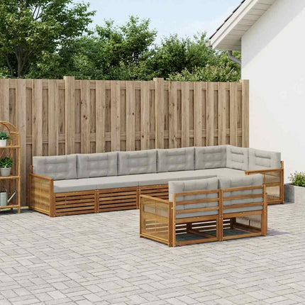 Utomhussoffset med kudde 8 pcs Naturlig och ljusgrå
