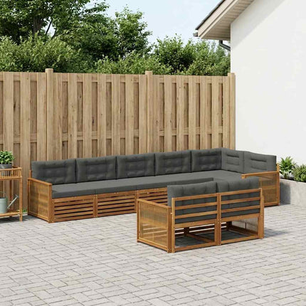 Utomhussoffset med kudde 8 pcs Naturlig och Antracit