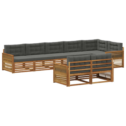 Utomhussoffset med kudde 8 pcs Naturlig och Antracit