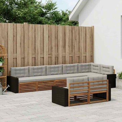 Utomhussoffset med kudde 8 pcs Naturlig och ljusgrå