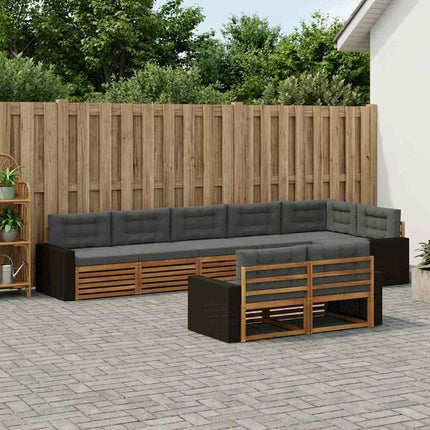 Utomhussoffset med kudde 8 pcs Naturlig och Antracit