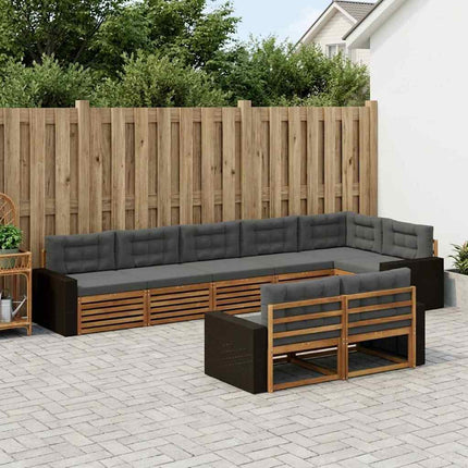 Utomhussoffset med kudde 8 pcs Naturlig och Antracit
