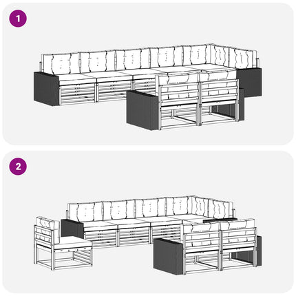 Utomhussoffset med kudde 8 pcs Naturlig och Grädde