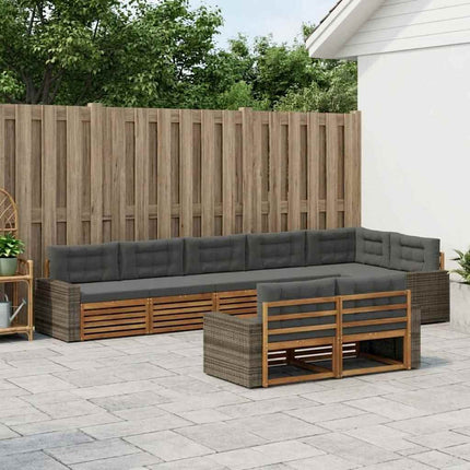 Utomhussoffset med kudde 8 pcs Naturlig och Antracit