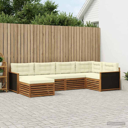 Utomhussoffset med kudde 6 pcs Naturlig och Grädde