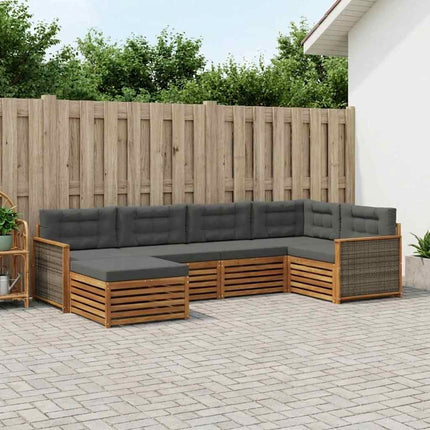 Utomhussoffset med kudde 6 pcs Naturlig och Antracit