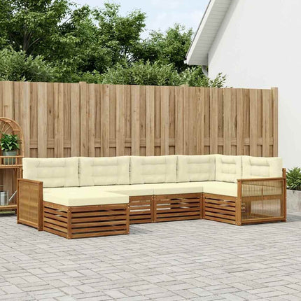 Utomhussoffset med kudde 6 pcs Naturlig och Grädde