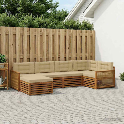 Utomhussoffset med kudde 6 pcs Naturlig och Beige