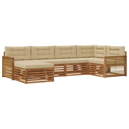 Utomhussoffset med kudde 6 pcs Naturlig och Beige