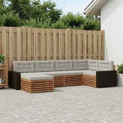 Utomhussoffset med kudde 6 pcs Naturlig och ljusgrå