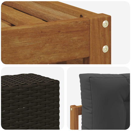 Utomhussoffset med kudde 6 pcs Naturlig och Antracit