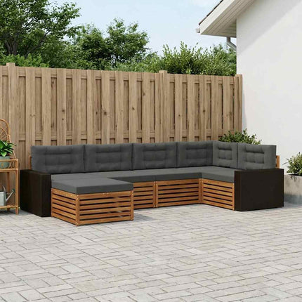 Utomhussoffset med kudde 6 pcs Naturlig och Antracit