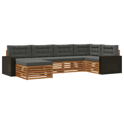 Utomhussoffset med kudde 6 pcs Naturlig och Antracit