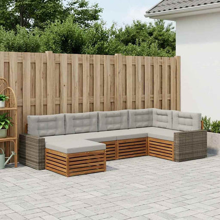 Utomhussoffset med kudde 6 pcs Naturlig och ljusgrå