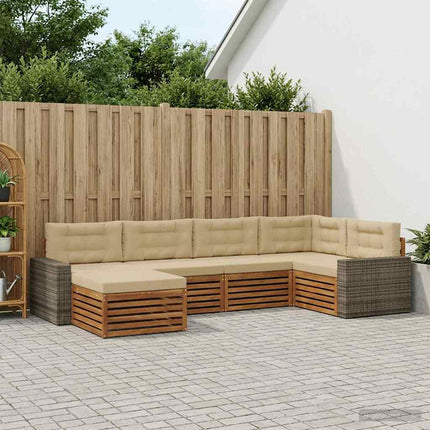 Utomhussoffset med kudde 6 pcs Naturlig och Beige