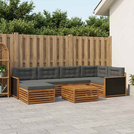 Utomhussoffset med kudde 7 pcs Naturlig och Antracit